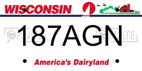 187AGN Wisconsin License Plate