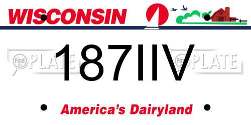 187IIV Wisconsin License Plate
