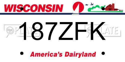 187ZFK Wisconsin License Plate