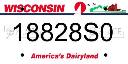 18828S0 Wisconsin License Plate