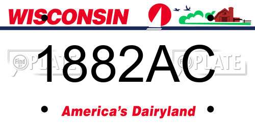 1882AC Wisconsin License Plate