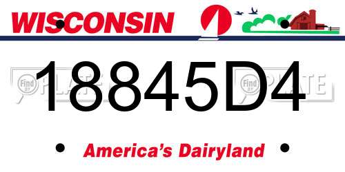 18845D4 Wisconsin License Plate