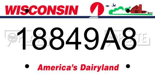 18849A8 Wisconsin License Plate