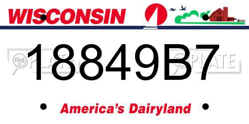 18849B7 Wisconsin License Plate