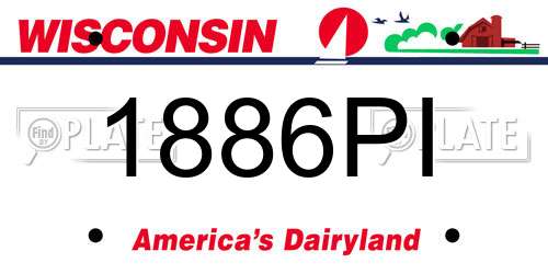 1886PI Wisconsin License Plate