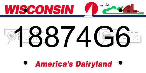 18874G6 Wisconsin License Plate