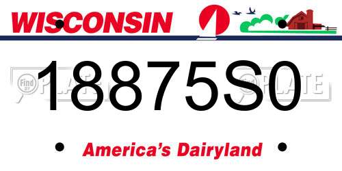 18875S0 Wisconsin License Plate