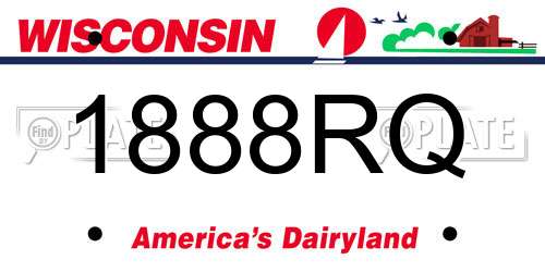 1888RQ Wisconsin License Plate