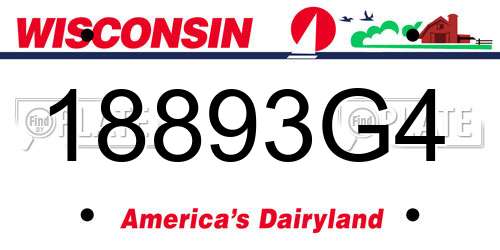 18893G4 Wisconsin License Plate