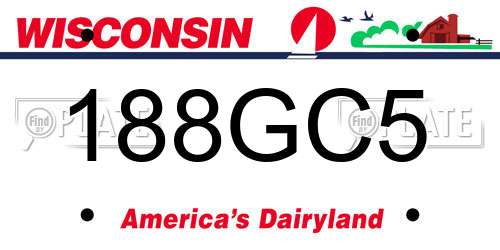 188GC5 Wisconsin License Plate