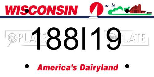 188I19 Wisconsin License Plate