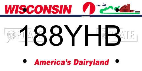 188YHB Wisconsin License Plate