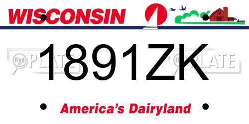 1891ZK Wisconsin License Plate
