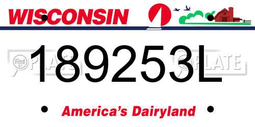 189253L Wisconsin License Plate