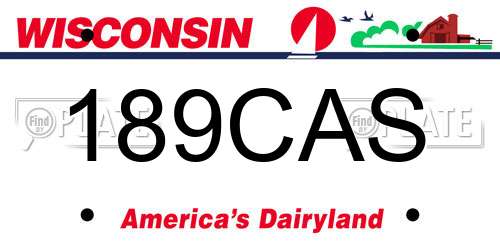 189CAS Wisconsin License Plate