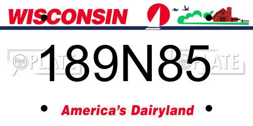 189N85 Wisconsin License Plate