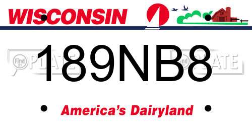 189NB8 Wisconsin License Plate