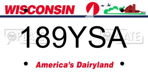189YSA Wisconsin License Plate