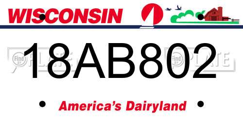 18AB802 Wisconsin License Plate