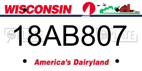 18AB807 Wisconsin License Plate