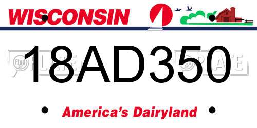 18AD350 Wisconsin License Plate