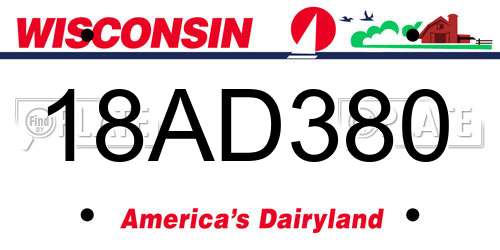 18AD380 Wisconsin License Plate