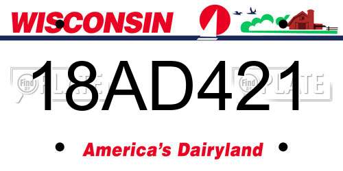 18AD421 Wisconsin License Plate