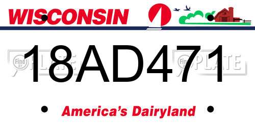 18AD471 Wisconsin License Plate