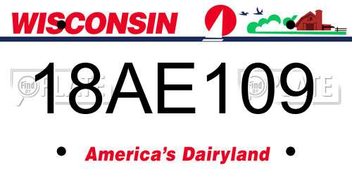 18AE109 Wisconsin License Plate