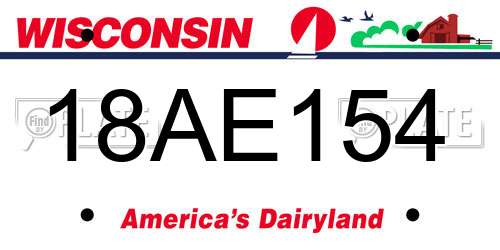 18AE154 Wisconsin License Plate