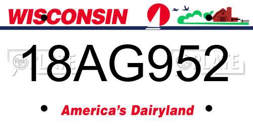 18AG952 Wisconsin License Plate