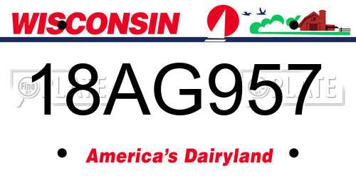 18AG957 Wisconsin License Plate