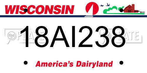 18AI238 Wisconsin License Plate