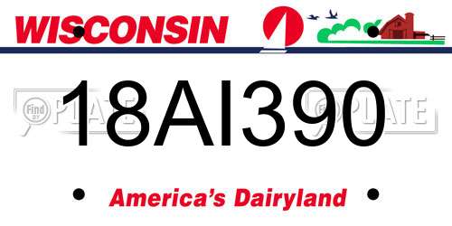 18AI390 Wisconsin License Plate