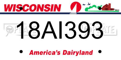 18AI393 Wisconsin License Plate