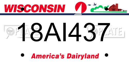 18AI437 Wisconsin License Plate