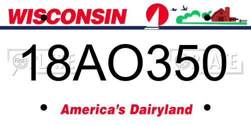 18AO350 Wisconsin License Plate
