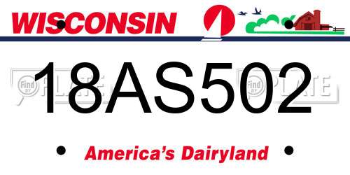 18AS502 Wisconsin License Plate