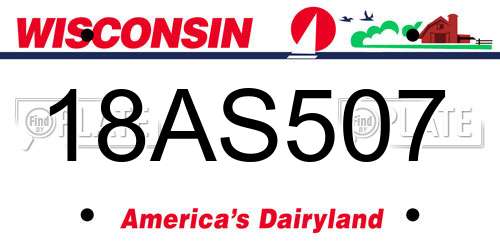 18AS507 Wisconsin License Plate