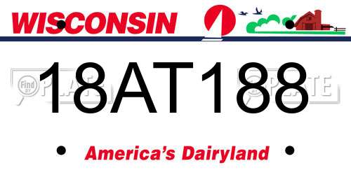 18AT188 Wisconsin License Plate
