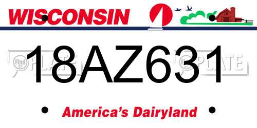 18AZ631 Wisconsin License Plate