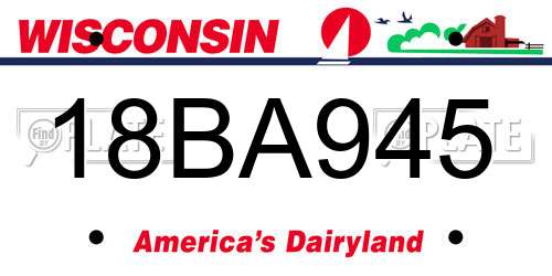 18BA945 Wisconsin License Plate