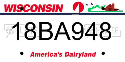 18BA948 Wisconsin License Plate