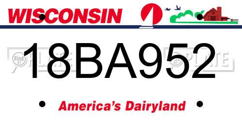 18BA952 Wisconsin License Plate