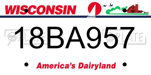 18BA957 Wisconsin License Plate
