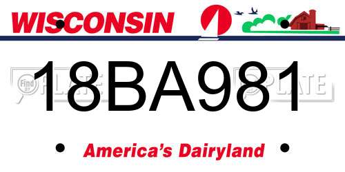 18BA981 Wisconsin License Plate