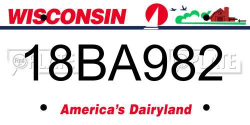 18BA982 Wisconsin License Plate