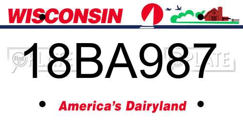 18BA987 Wisconsin License Plate