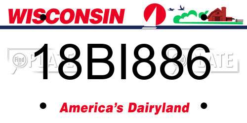 18BI886 Wisconsin License Plate