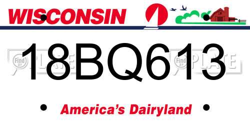 18BQ613 Wisconsin License Plate